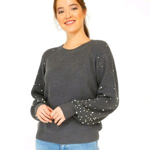 BLACK TAPE Sweater with Pearl Detail